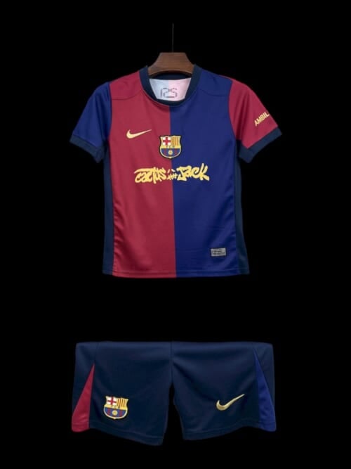 Barcelone Maillot Domicile Travis Scott 24/25 – Enfant